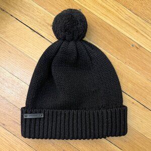 Coach Merino Wool Beanie with Shearling Pom - Never Worn!
